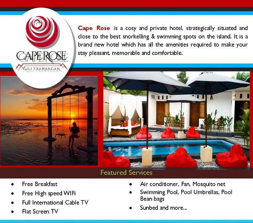 Hotel Cape Rose à Gili Trawangan Extérieur photo